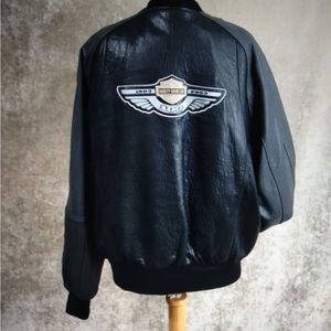 Vintage 90s Harley Davidson Leather Bomber Jacket. Size XL.